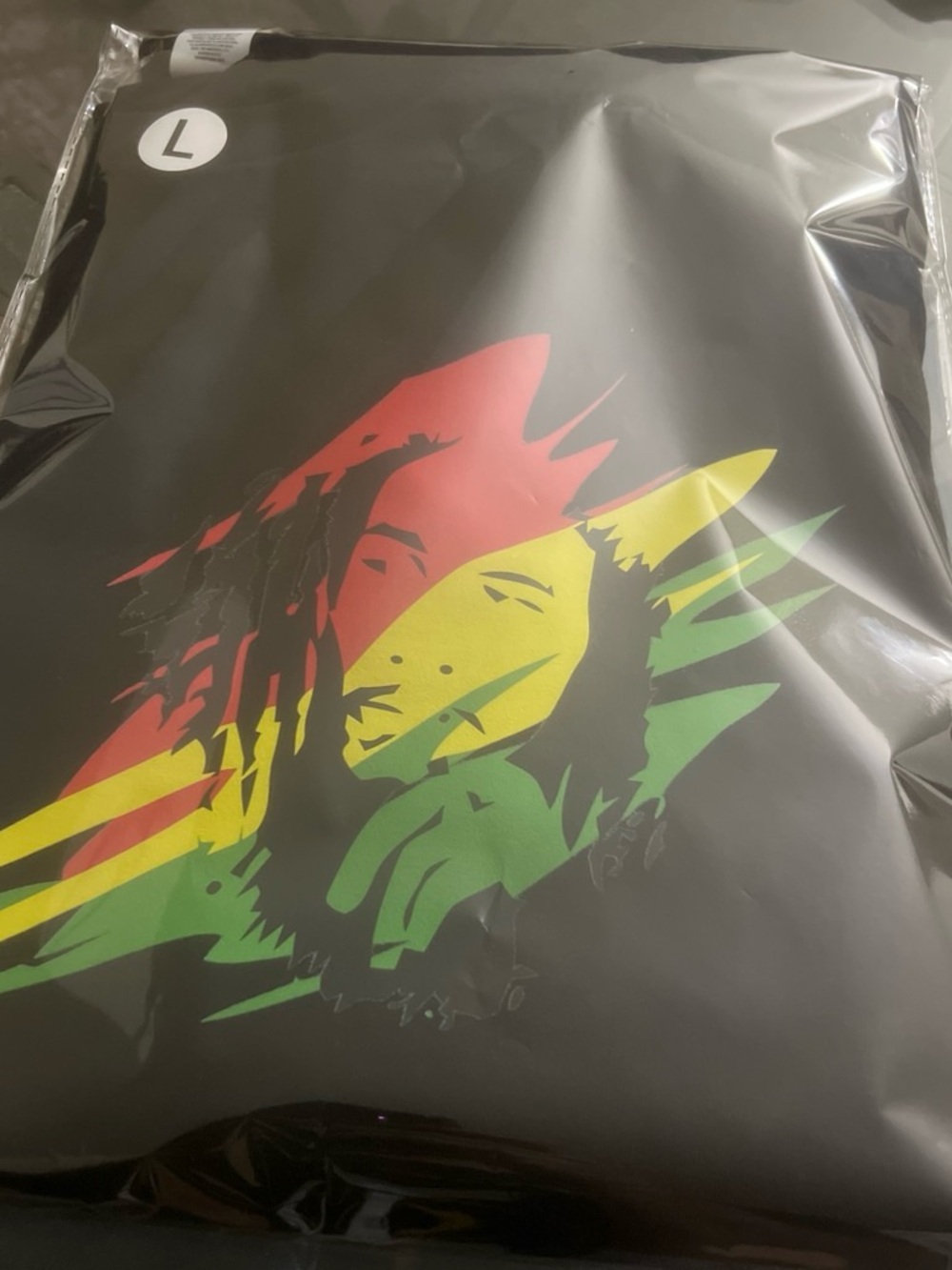 Bob Marley Graphic Tee with Red, Yellow & Green Face Print - Picture 3 of 3